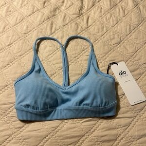 ALO Yoga Ribbed Sports Bra Blue XS NWT